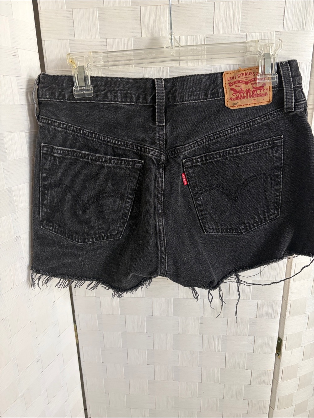Levi's Black Distressed Denim Jean Shorts - Picture 7 of 7